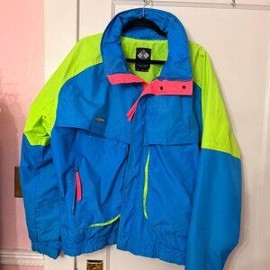 Vtg 80s 90s Columbia Ski Jacket Snowboard Neon Pink Gaper Day Glow Coat Mens XL